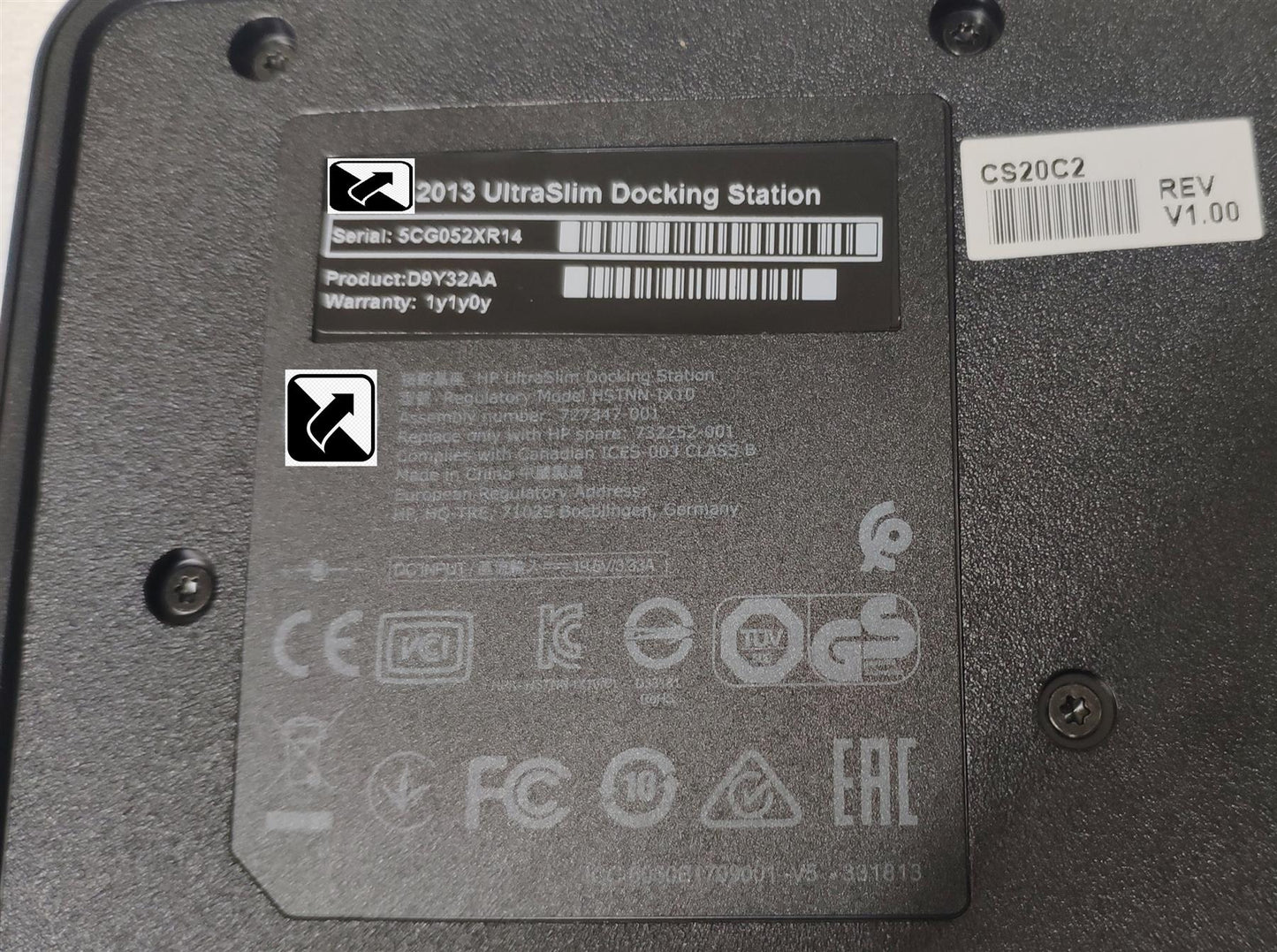 For HP Docking D9Y32AA D9Y32AA#ABU UltraSlim EliteBook Laptop Docking Station and 65w PSU Power Adapter Adaptor NEW