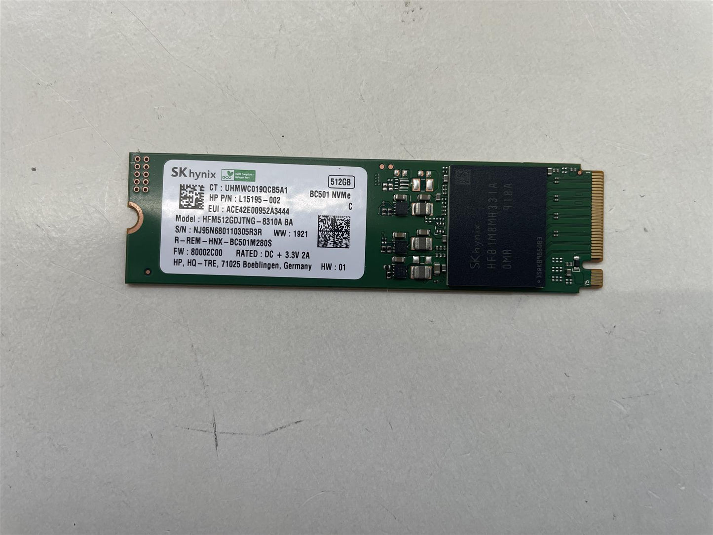 For HP L50029-001 SK Hynix 512GB BC501 NVMe SSD Solid State Drive HFM512GDJTNG