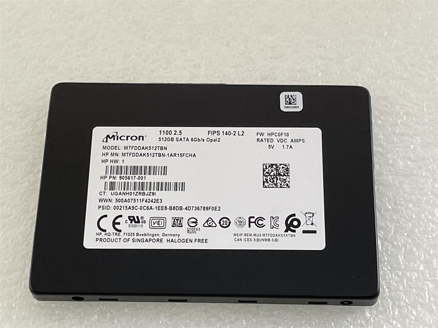 For HP 932537-852 Micron 1100 2.5 512GB MTFDDAK512TBN SATA SSD Solid State Drive