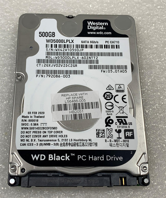 HP L56466-005 WD5000LPLX HDD Hard Disk Drive 500GB 7200RPM 500 GB SATA 2.5 NEW