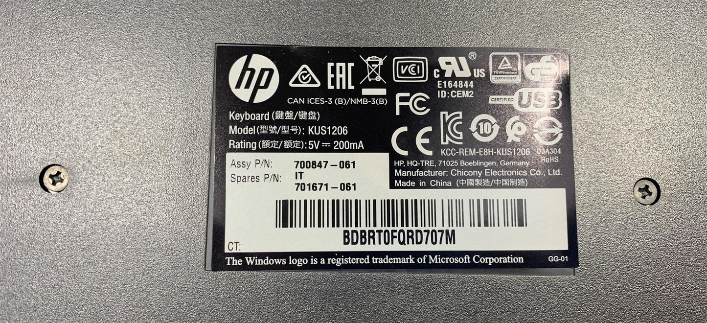 HP 701671-061 Italian External Wired Keyboard Italy with Smart Card Reader USB