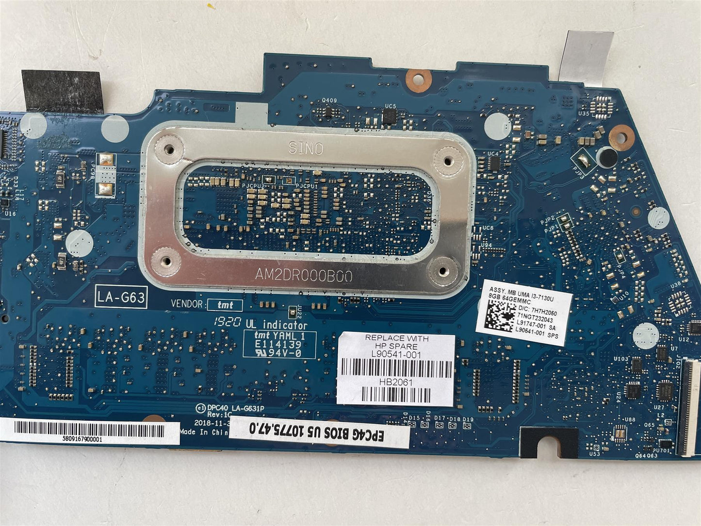 For HP L90541-001 Motherboard UMA i3-7130U 8GB 64GeMMC