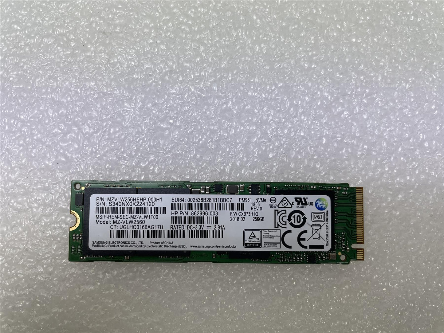 For HP L39361-001 Samsung PM961 NVMe 256GB MZVLW256HEHP SSD Solid State Drive