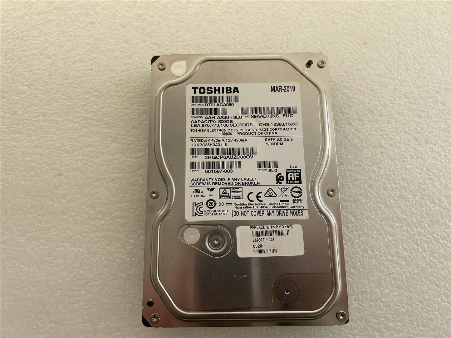 For HP L69377-001 Toshiba DT01ACA050 500GB HDD SATA Hard Disk Drive 3.5 inch