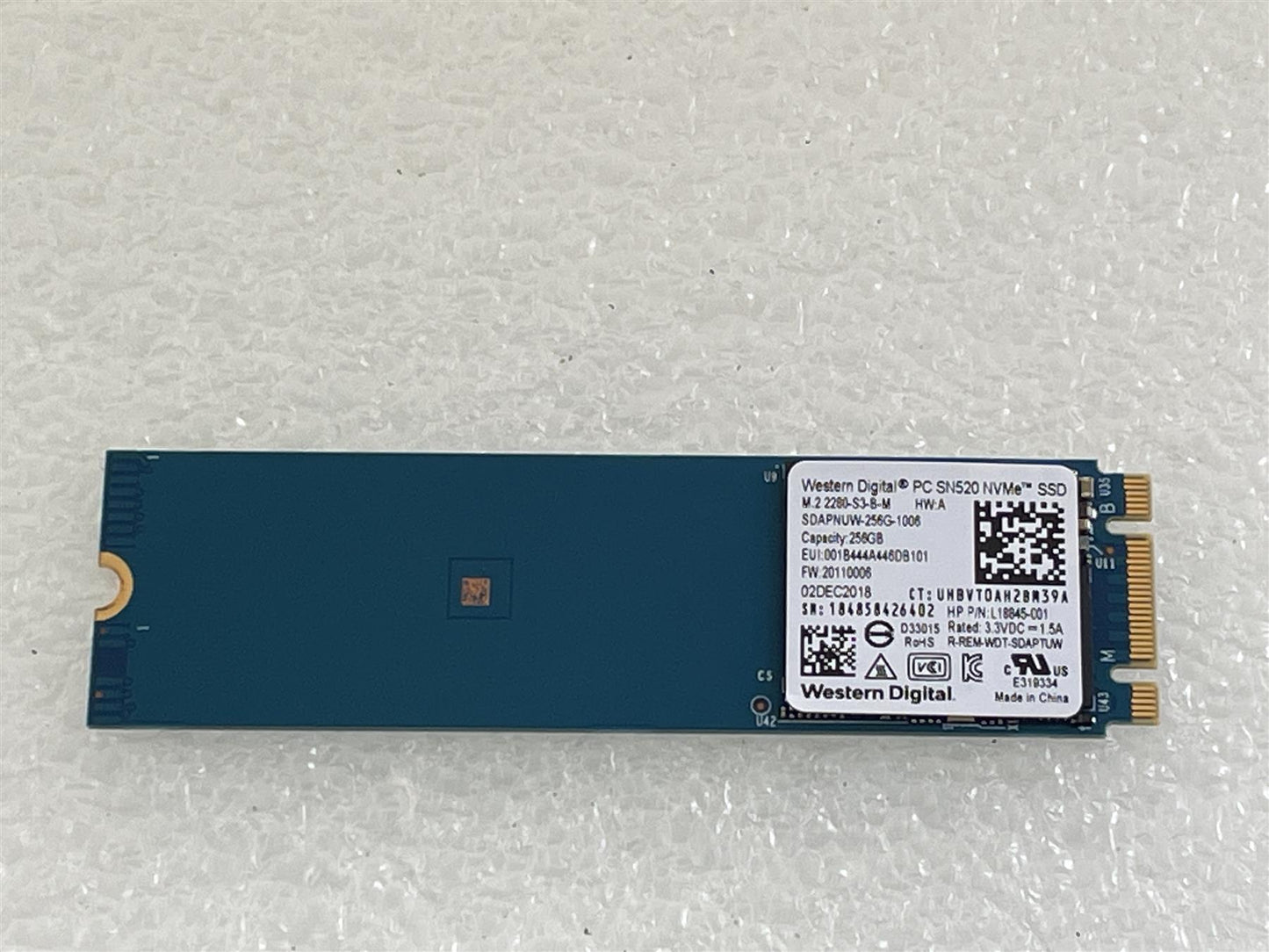 For HP L59055-001 Western Digital SN520 NVMe SSD Solid State Drive 256GB m.2