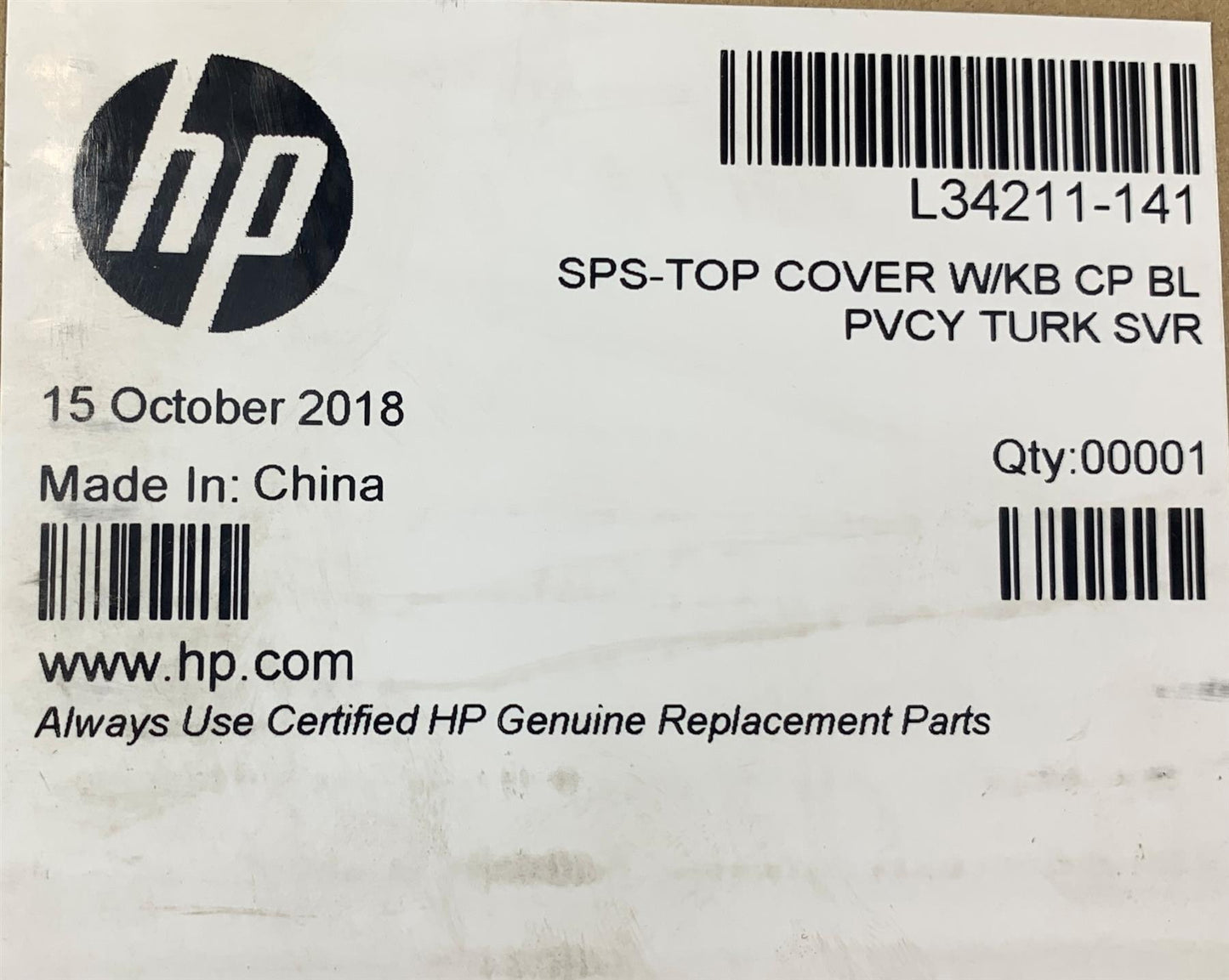 HP ZBook Studio x360 G5 L34211-141 Turkish Türkçe Keyboard Turkey Palmrest NEW