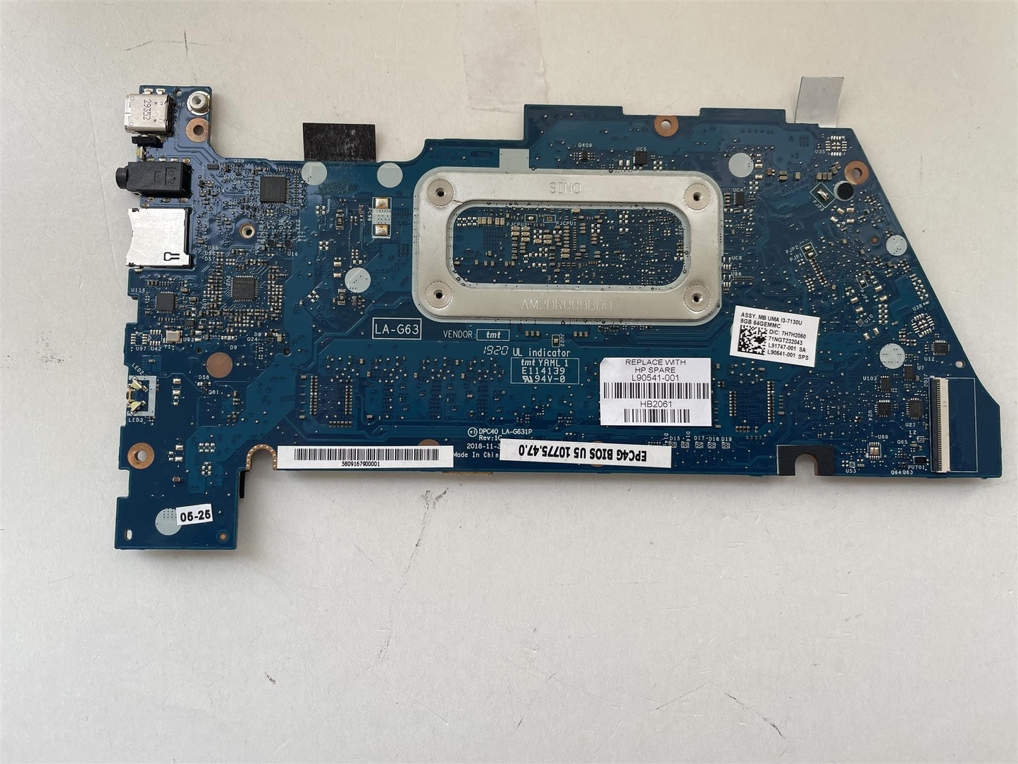 For HP L90541-001 Motherboard UMA i3-7130U 8GB 64GeMMC