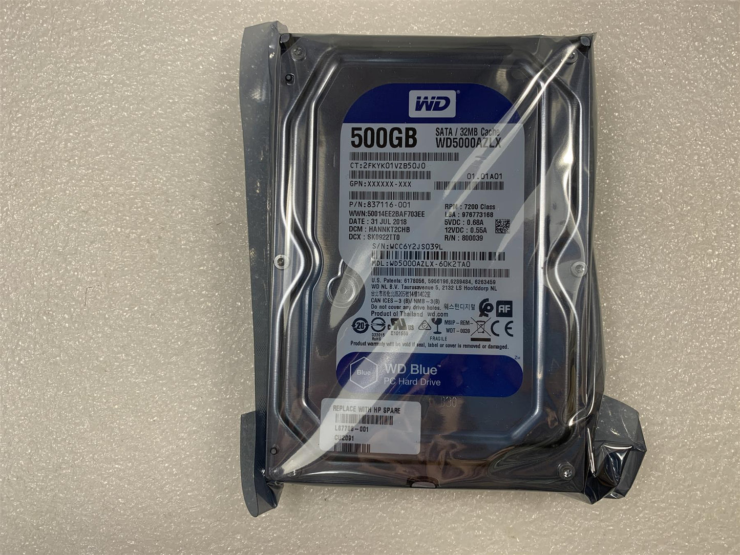 HP L67708-001 Western Digital WD5000AZLX 500GB Hard Disk Drive HDD 3.5 SATA NEW