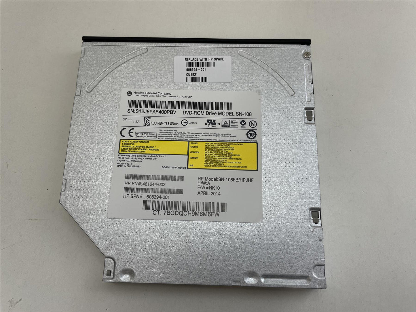 HP 800 Elitedesk 608394-001 Optical DVD Drive DVDROM SATA 12.7 SF JB BPC EC10