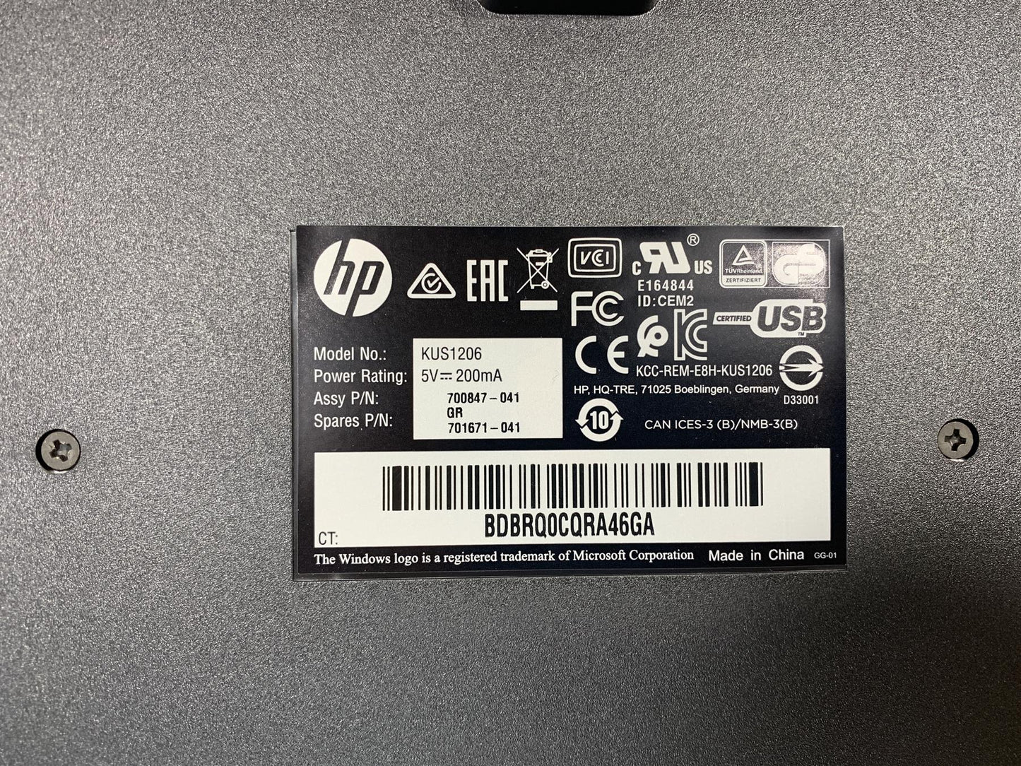 HP 701671-041 Germany USB Wired German GR Keyboard KUS1206 Smartcard CCID NEW