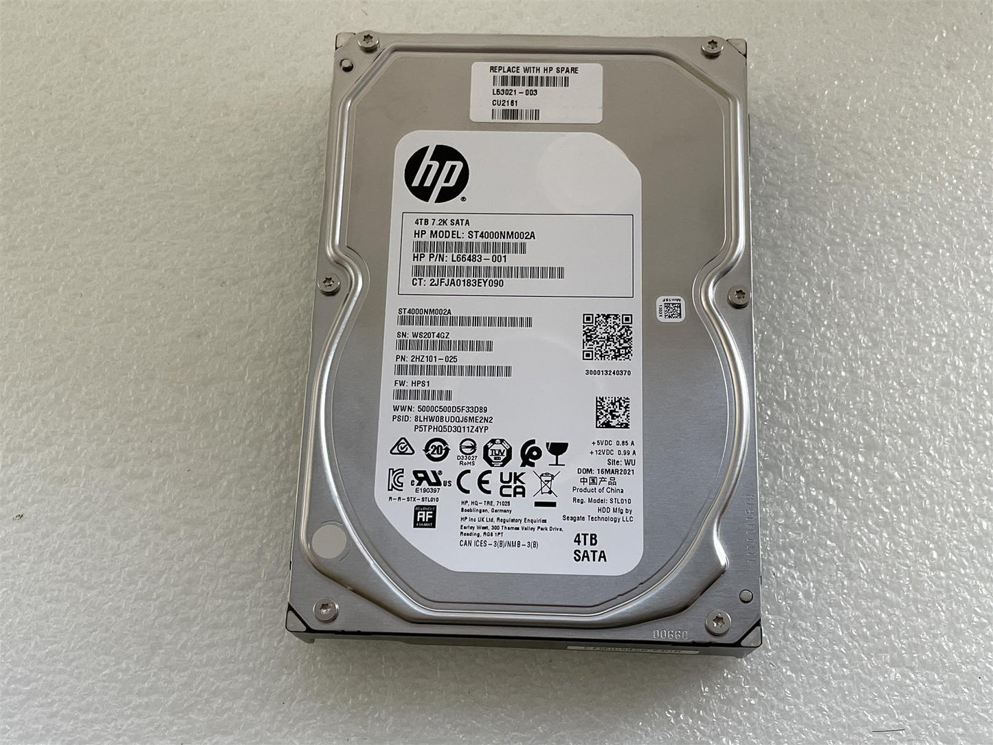 For HP L53021-003 ST4000NM002A 4TB 7.2K SATA Hard Disk Drive 3.5 HDD