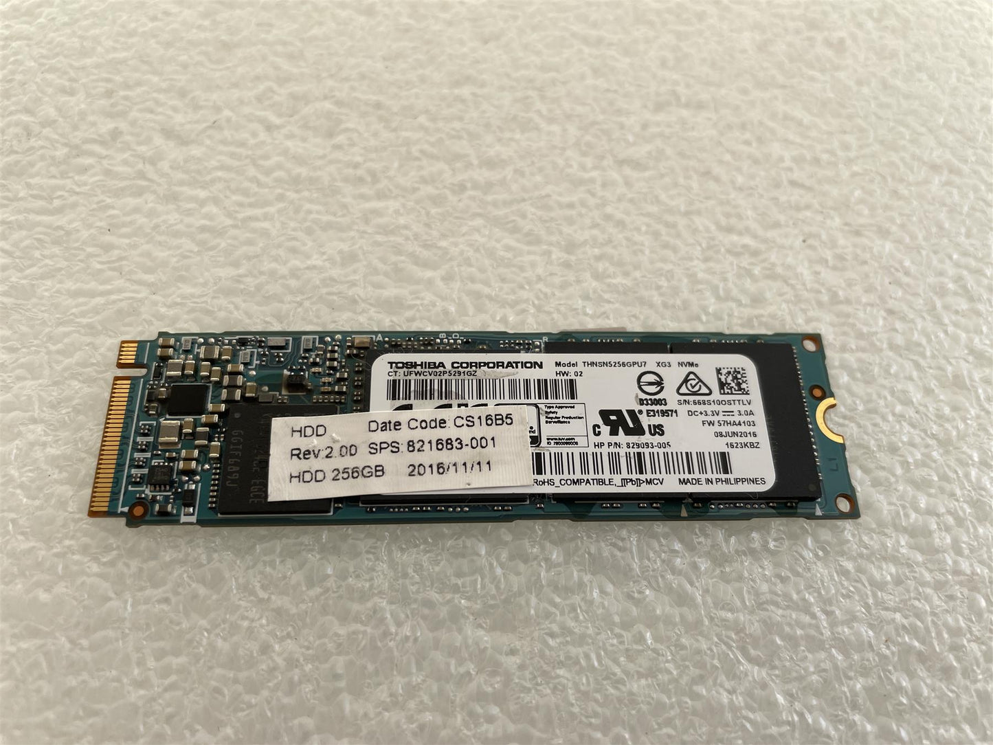 For HP 844405-001 Toshiba THNSN5256GPU7 NVMe Solid State Drive 256GB SSD NEW