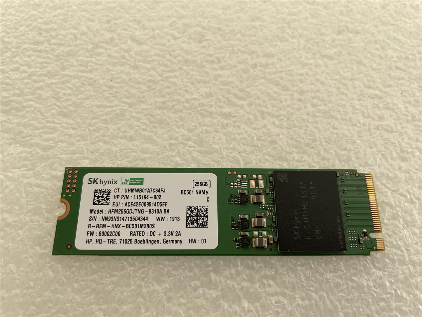 For HP L57251-001 SK Hynix HFM256GDJTNG-8310A 256GB NVMe SSD Solid State Drive