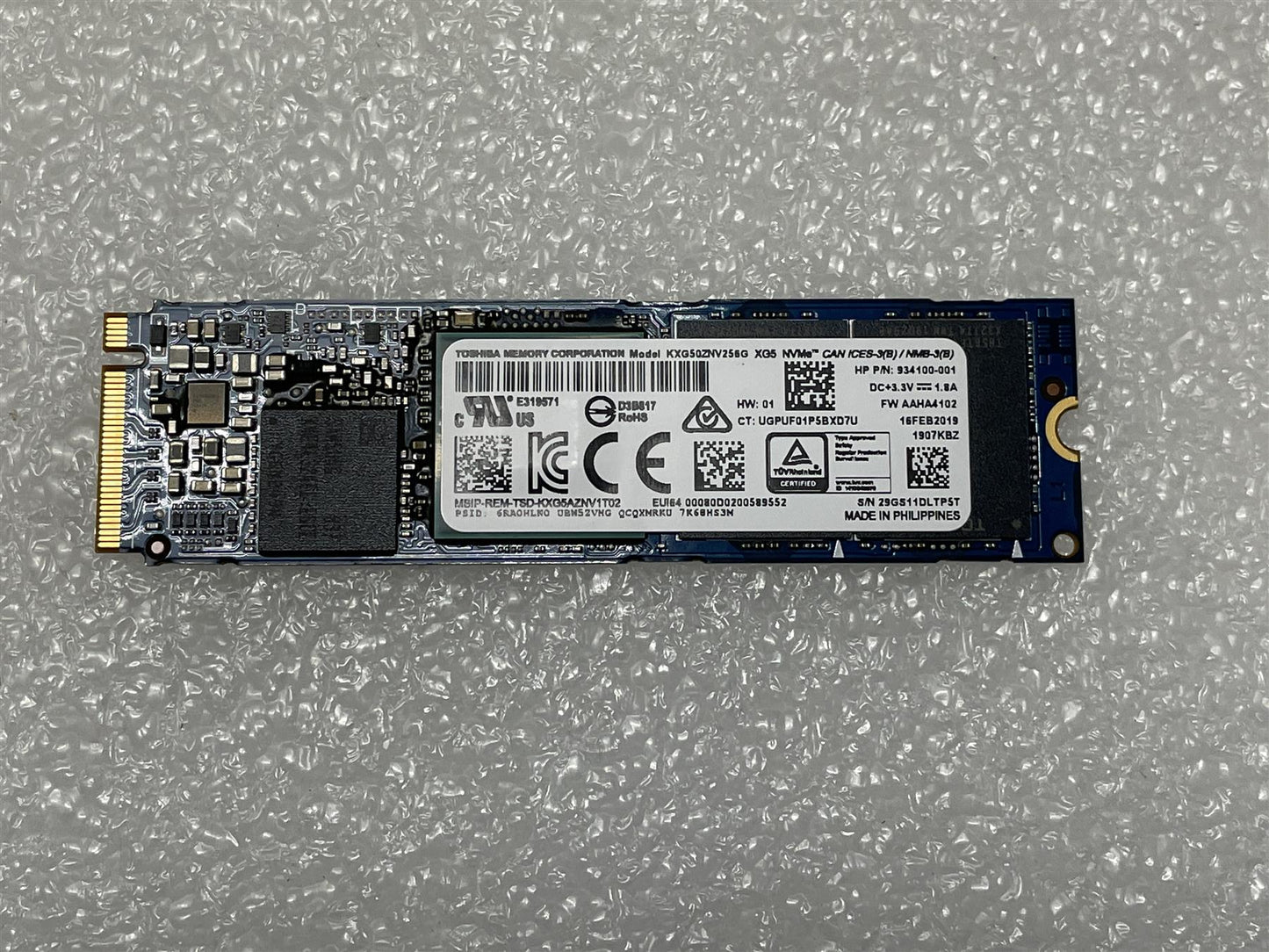 For HP L40890-001 Toshiba NVMe 256GB KXG50ZNV256G XG5 SSD Solid State Drive