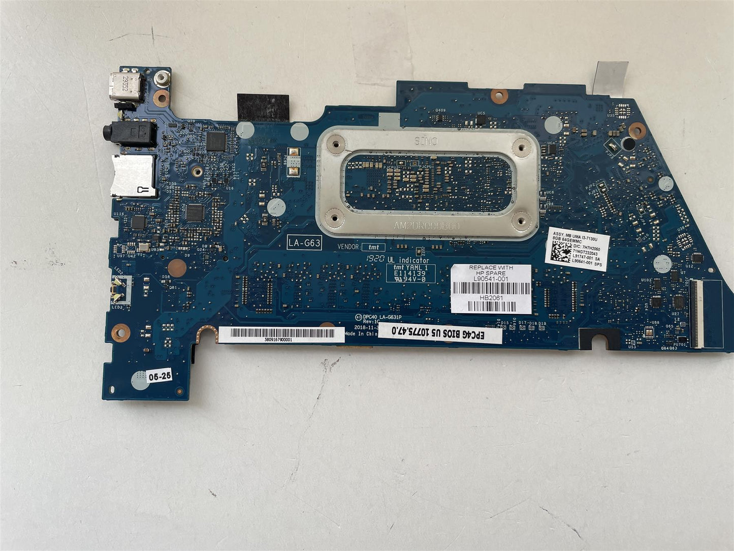 For HP L90541-001 Motherboard UMA i3-7130U 8GB 64GeMMC