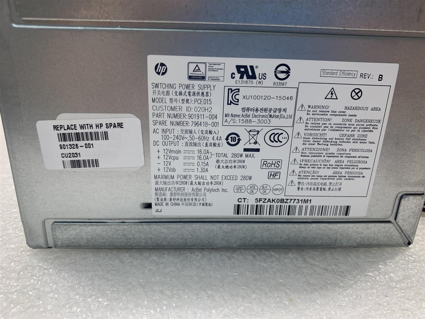 HP EliteDesk 705 G3 901326-001 796418-001 PCE015 280W PSU Power Supply Unit NEW