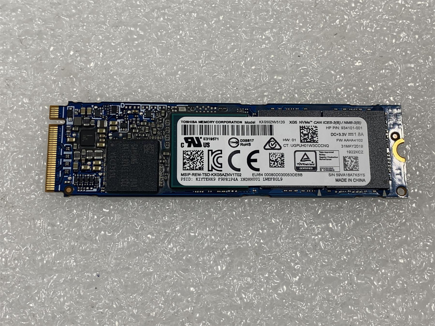 HP 922253-001 also sending L81574-001 Toshiba KXG50ZNV512G 512GB m.2 NVMe Solid State Drive SSD NEW