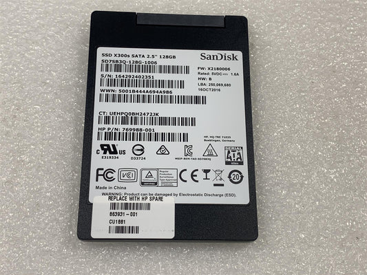 HP 863931-001 769988-001 Sandisk X300s SATA 2.5 inch Solid State Drive 128GB