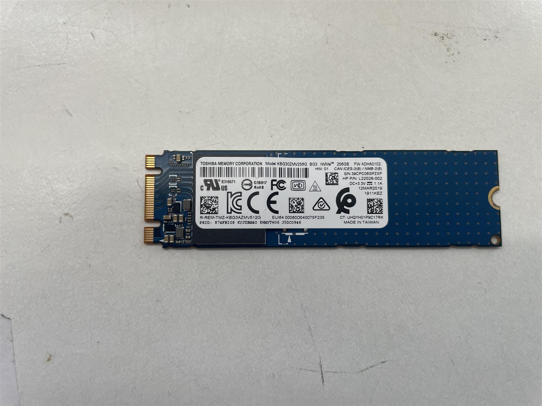 Toshiba hot sale nvme 256gb