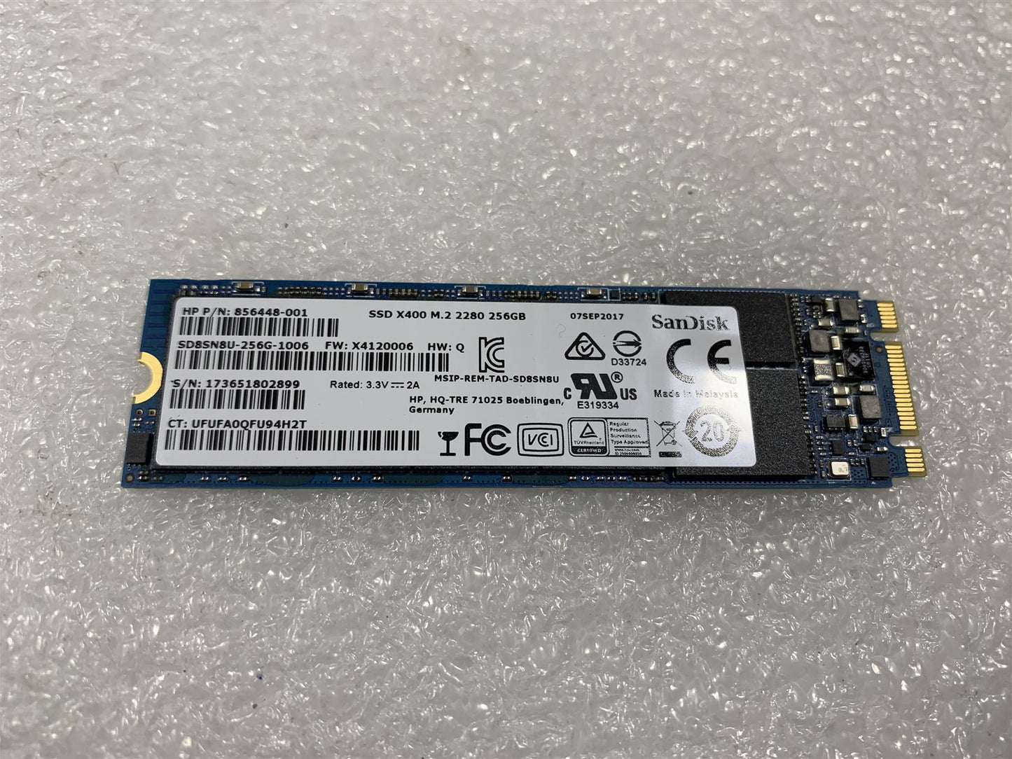 HP 926267-001 856448-001 Sandisk SD8SN8U-256G-1006 Solid State Drive m.2 256GB