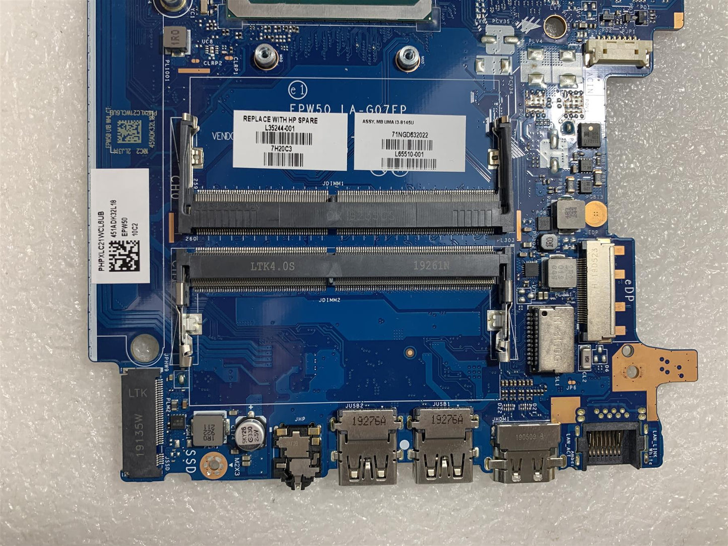 HP 15-DA L36262-001 L35244-001 601 Intel Core i3-8145U Motherboard UMA Genuine