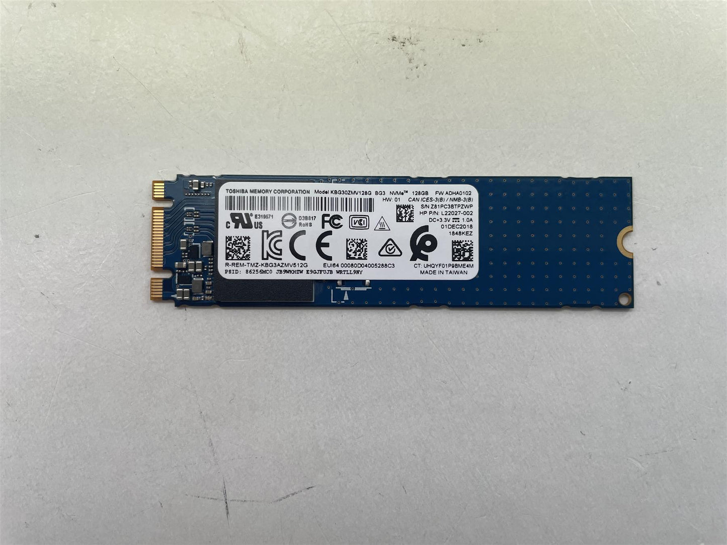 For HP L42832-001 Toshiba Memory KBG30ZMV128G NVMe 128GB SSD Solid State Drive