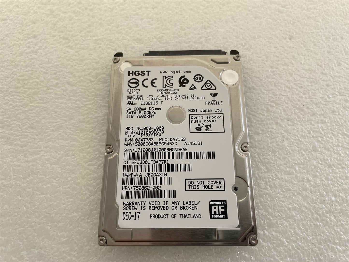 For HP L74336-001 HGST 7K1000-1000 1TB 7200RPM HDD Hard Disk Drive 2.5 SATA