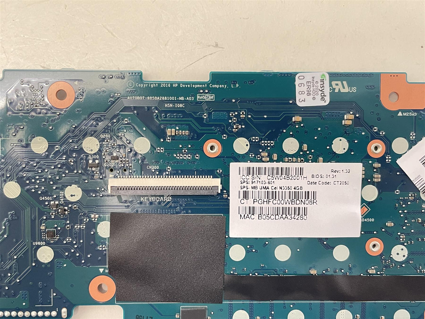 For HP ProBook x360 11 G1 917103-001 Motherboard UMA Intel Celeron N3350 4GB