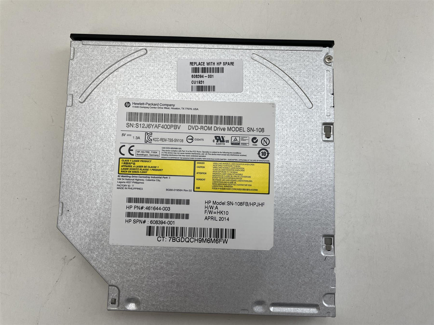 HP 800 Elitedesk 608394-001 Optical DVD Drive DVDROM SATA 12.7 SF JB BPC EC10