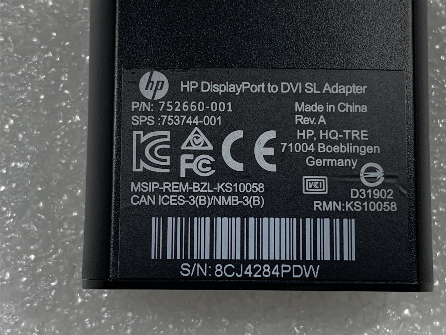 HP 914200-001 753744-001 752660-001 Display Port to DVI SL Adapter KS10058 NEW