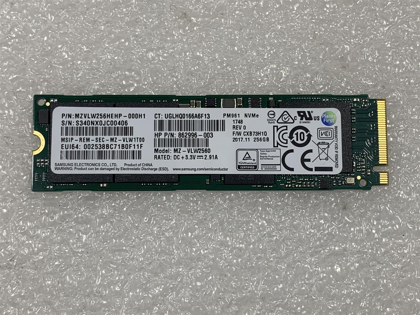 HP L38065-001 862996-003 Samsung PM961 256GB m.2 NVMe SSD Solid State Drive NEW