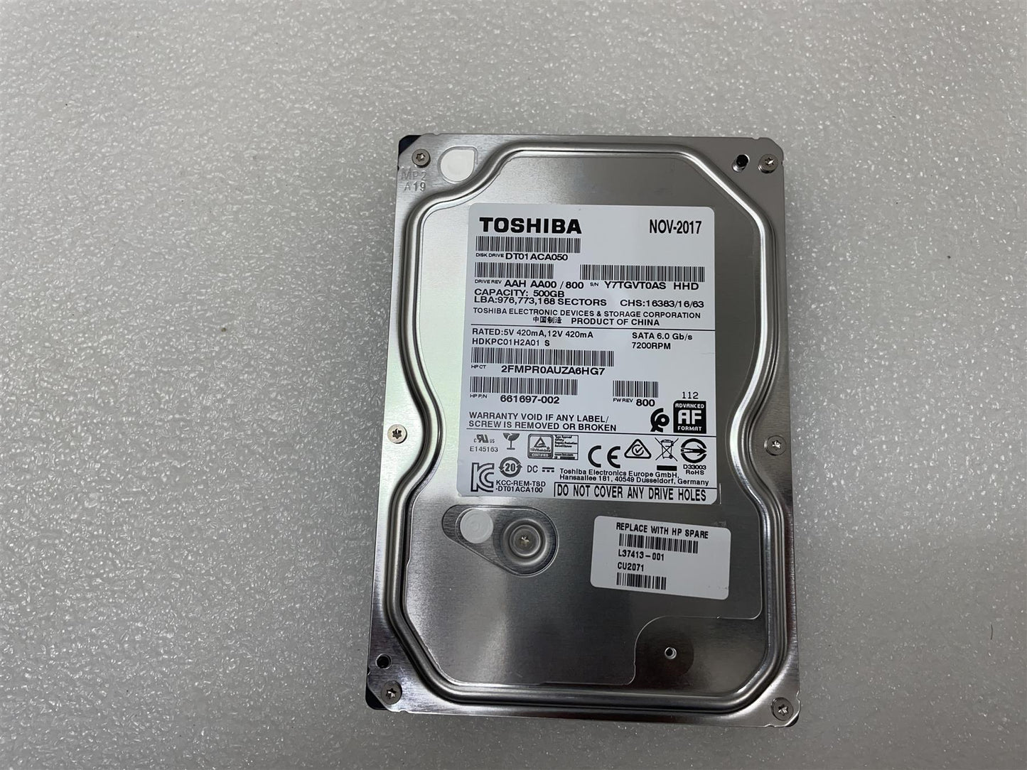 For HP L37413-001 Toshiba DT01ACA050 500GB 3.5 Hard Disk Drive HDD SATA NEW